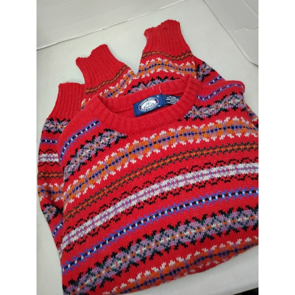 Vintage Knights Bridge Man's 70% Wool Poly Sweater XL Scotland Red Right Handed